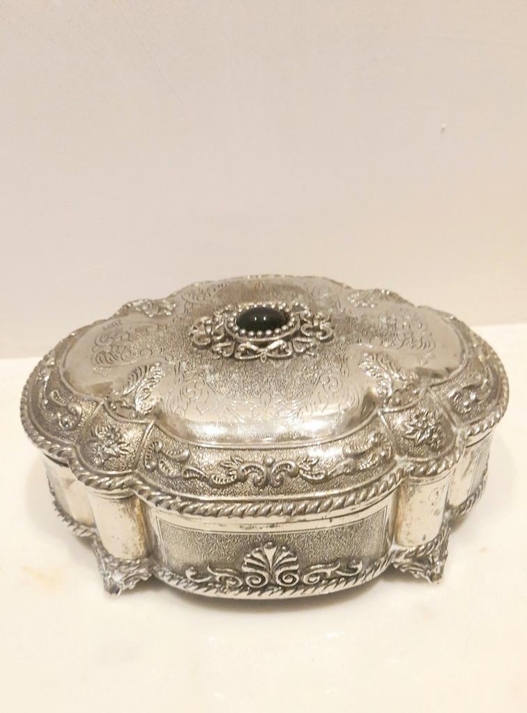 Grote zilverkleurige juwelendoos, Antiek en Kunst, Ophalen of Verzenden