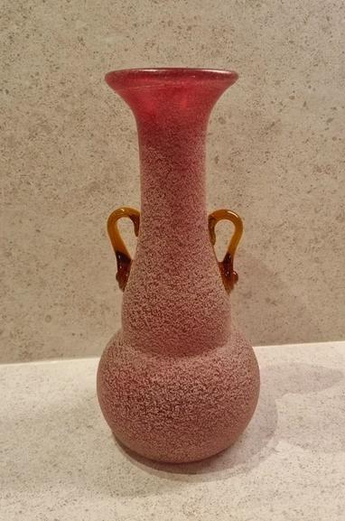 glazen vaas Murano – 25 cm – handgrepen in amberglas, Enlèvement ou Envoi