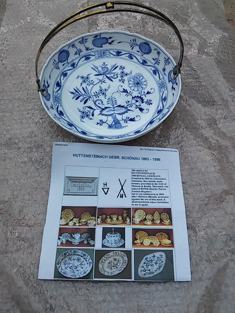 Zwiebelmuster, Gebakschaal met hengsel, Antiek en Kunst, Ophalen of Verzenden