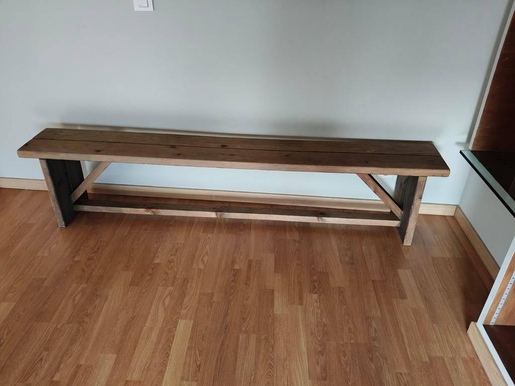 Banc en bois robuste - style campagnal/industriel - 45€, Jardin & Terrasse, Bancs de jardin, Bois, Enlèvement