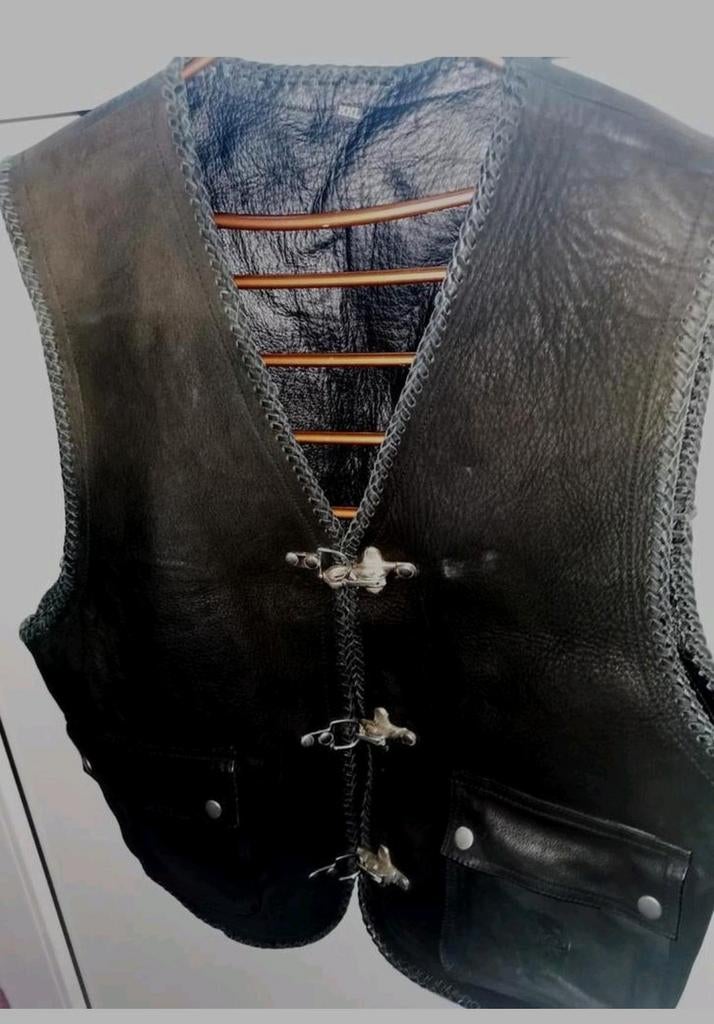 Gilet de moto en cuir, veste plaquée, avec fermeture en hame, Enlèvement ou Envoi, Neuf, sans ticket, Femmes, Manteau | cuir