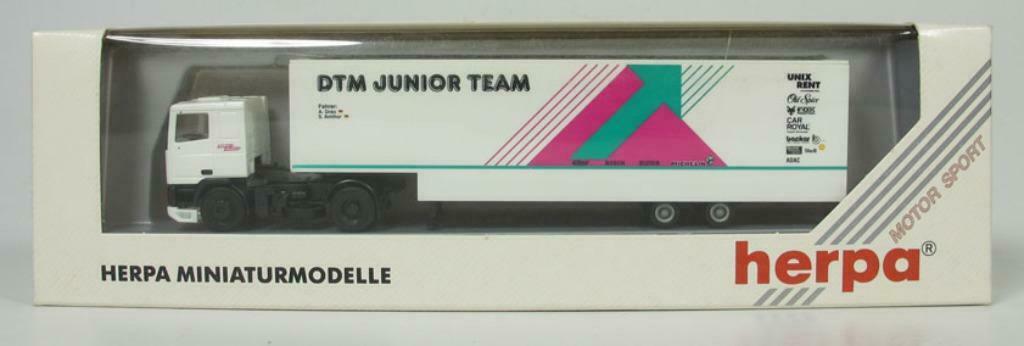 1:87 Herpa DAF truck & trailer "DTM Junior Racing Team", Enlèvement ou Envoi, Comme neuf, Camion