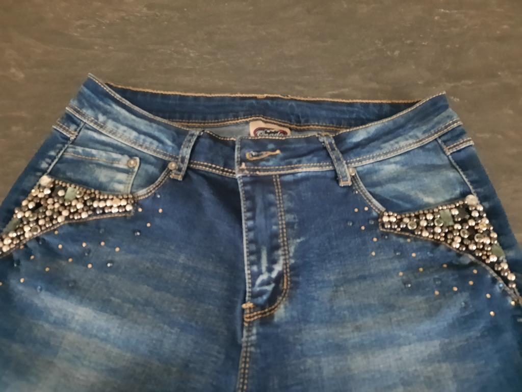 jeans blauw met parels, Kleding | Dames, Ophalen, Zo goed als nieuw, Blauw