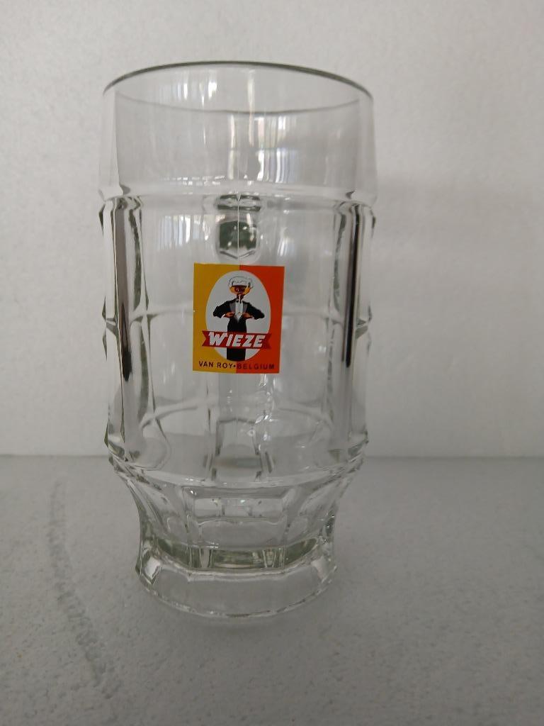 Vintage glazen mok van 0,5 l van VAN ROY WIEZE in perfecte, Verzamelen, Ophalen of Verzenden, Zo goed als nieuw, Pul(len), Overige merken