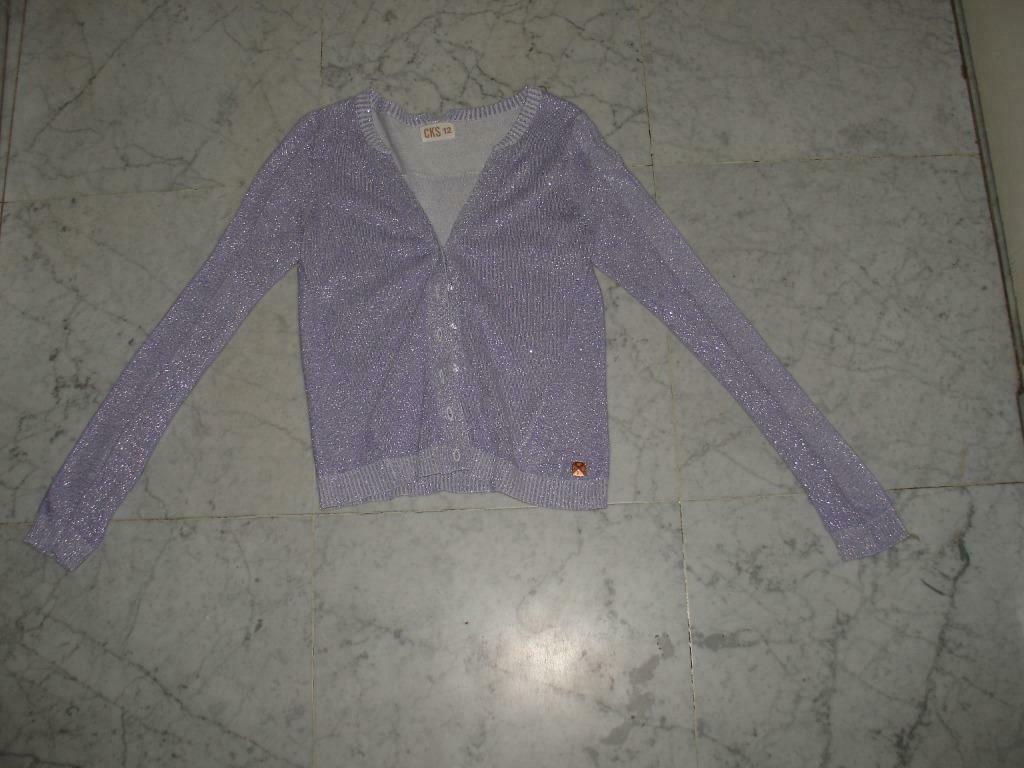 Lichtpaarse cardigan met glinsters merk CKS, Ophalen of Verzenden, Gebruikt, Meisje, Trui of Vest