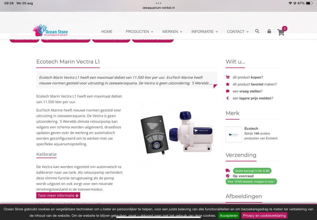 Opvoerpomp Ecotech Marin Vectra 1L, Enlèvement ou Envoi, Comme neuf, Autres types