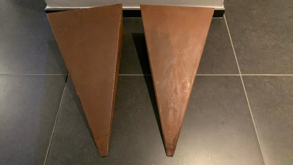 Cortenstaal wandlichten - voorzetstuk, Huis en Inrichting, Ophalen, Zo goed als nieuw