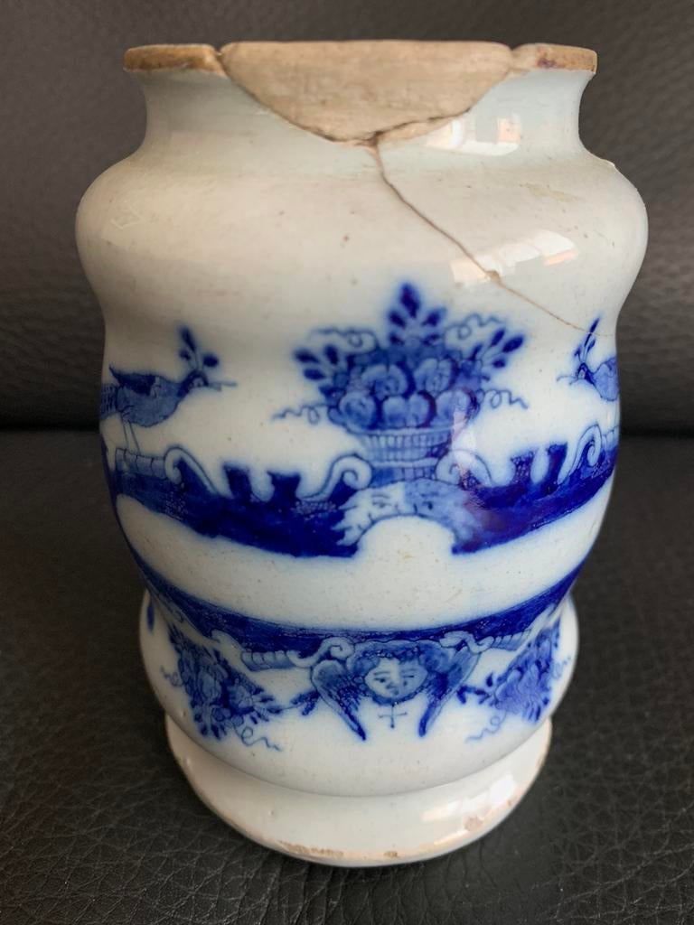 Zeldzaam Antiek Delft apothekerspotje midden 18de eeuw, Ophalen of Verzenden