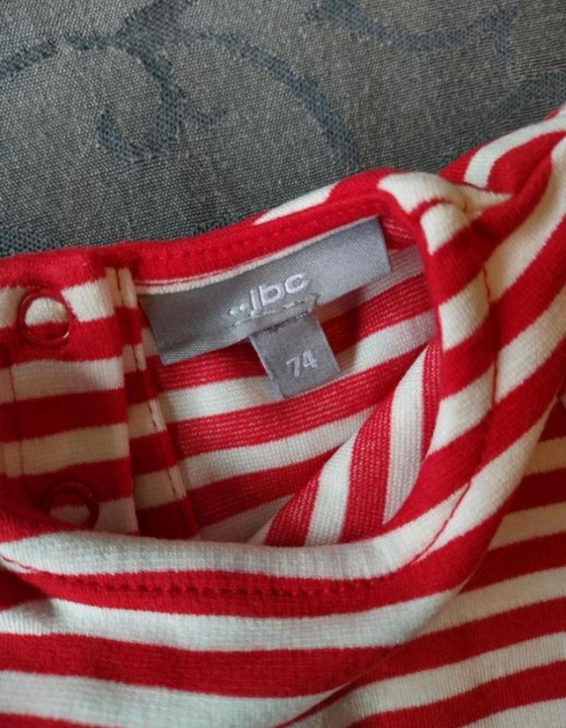 Rood gestreept jurkje met witte broekkousen - maat 74, Meisje, Jurkje of Rokje, JBC, Ophalen of Verzenden