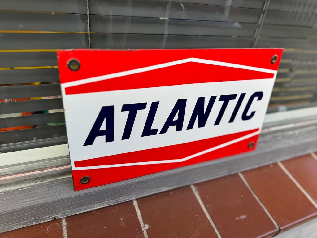 ATLANTIC emaille reclamebord, Verzamelen, Ophalen of Verzenden, Gebruikt, Reclamebord