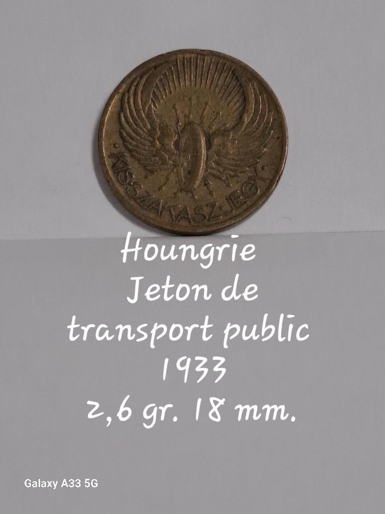 Hongrie, jeton de transport public 1933, Ophalen of Verzenden, Overige materialen