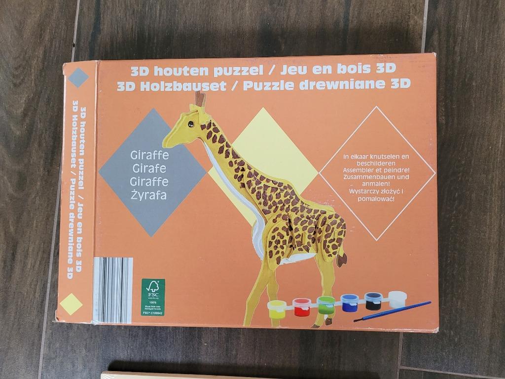Jeu de construction 3D en bois ,neuf une girafe, Ophalen, Nieuw, Bouwen