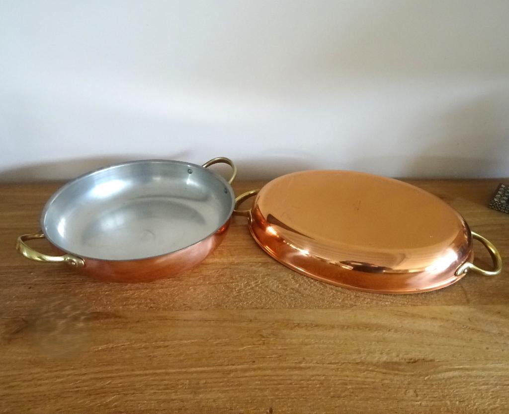 Tagus Chef: lot 2 plats, sauteuses. Cuivre, intérieur RVS, Enlèvement ou Envoi, Utilisé, Autres matériaux, Autres types