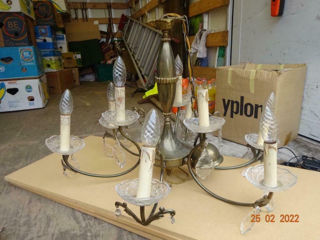 OUDE LUSTER MET CRISTAL BELLEN, Huis en Inrichting, Ophalen of Verzenden