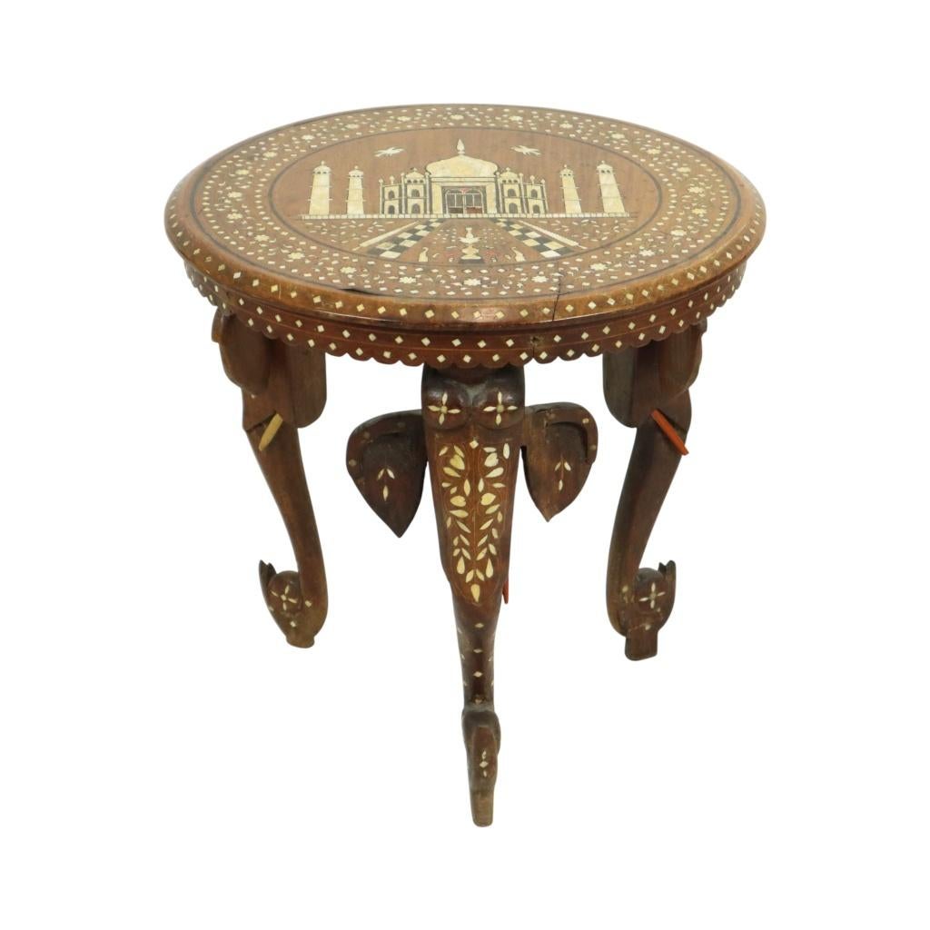 Anglo-Indische Taj Mahal Bijzettafel Plantentafel Teak 41cm, Antiek en Kunst, Ophalen of Verzenden