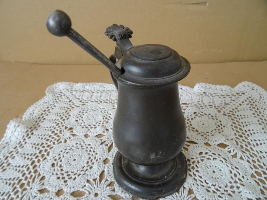 18e eeuw Antiek mosterdpotje tinnen mosterdpotje circa 1780, Antiek en Kunst, Antiek | Tin, Ophalen of Verzenden