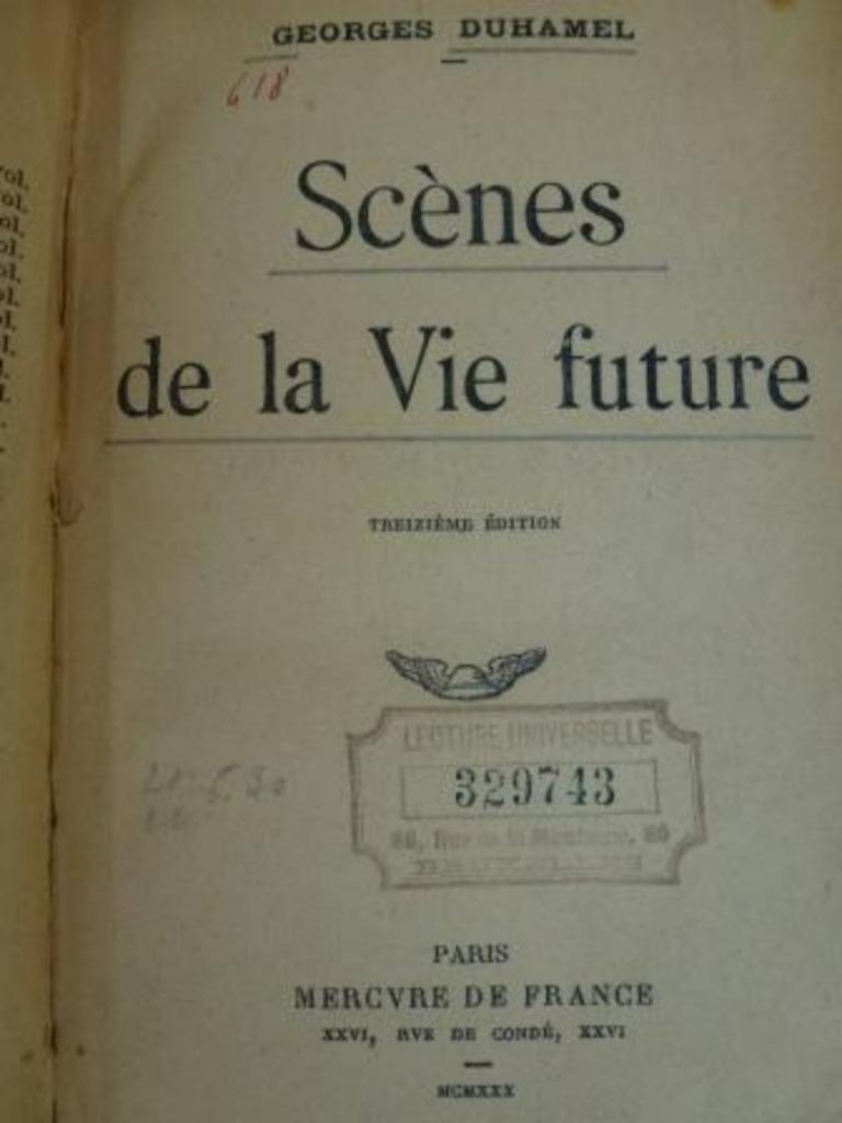 Scènes de la vie future Georges Duhamel 13 ième édition Merc, Verzenden, Georges Duhamel