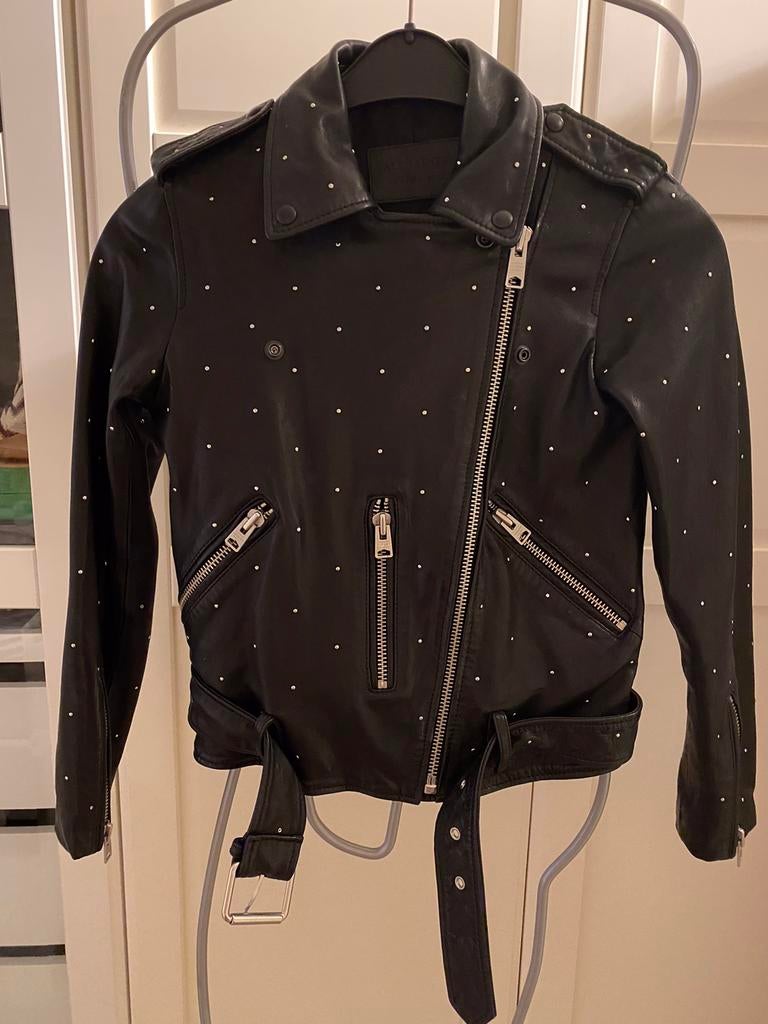 Veste en cuir noire signée AllSaints, Neuf, Enlèvement ou Envoi, AllSaints, Taille 34 (XS) ou plus petite