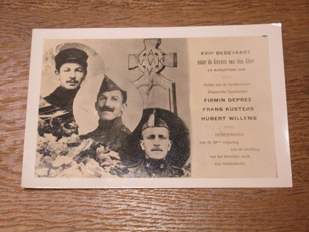POSTKAART IJZERBEDEVAART 1936 HULDE VLAAMSCHE HELDEN, Ophalen of Verzenden, 1920 tot 1940, Ongelopen, Overige thema's