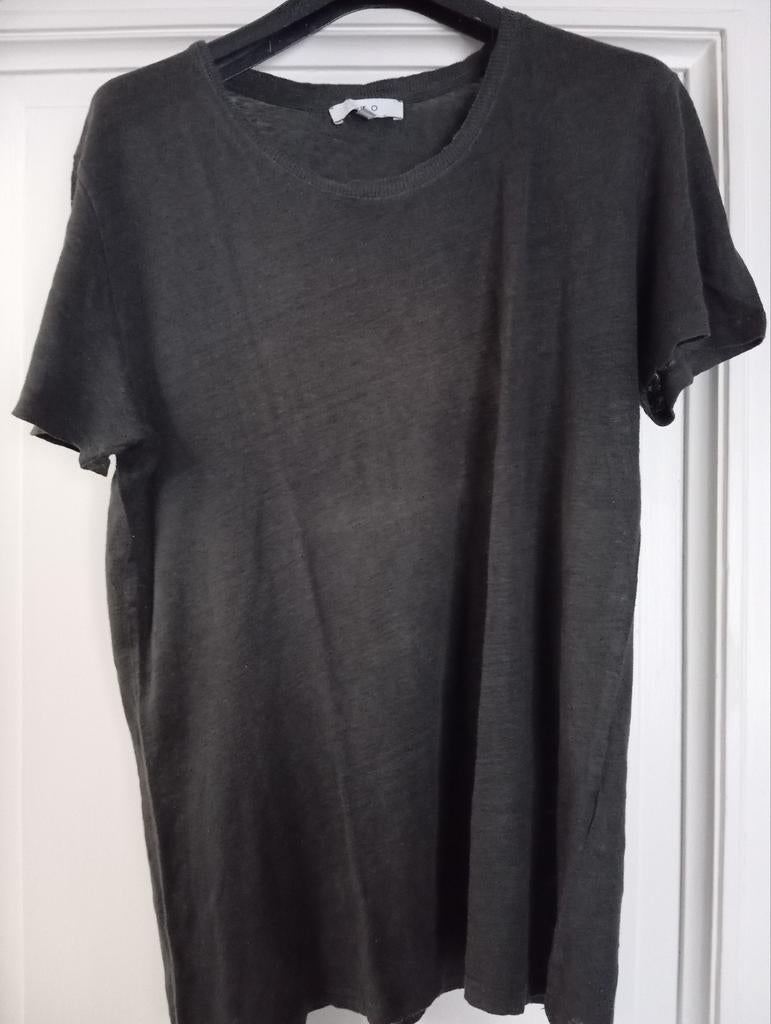 IRO T-shirt in donkergrijs linnen, maat : L, Ophalen of Verzenden