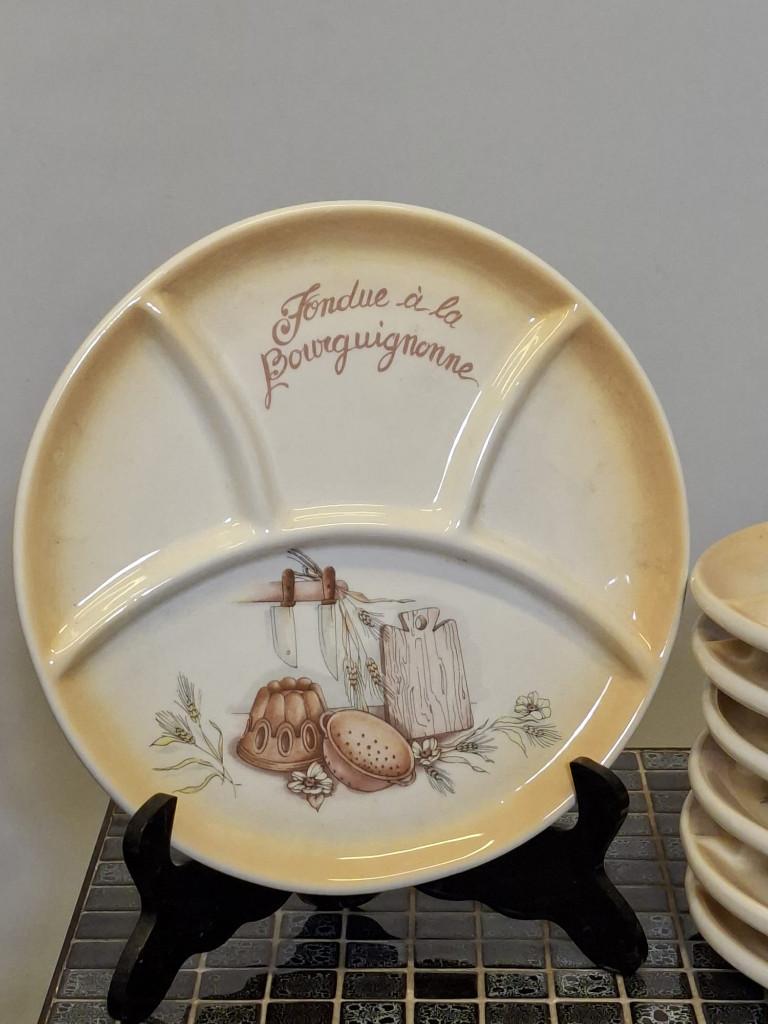fondue borden ( 7 stuks ), Huis en Inrichting, Keuken | Servies, Zo goed als nieuw, Bord(en), Aardewerk, Ophalen of Verzenden