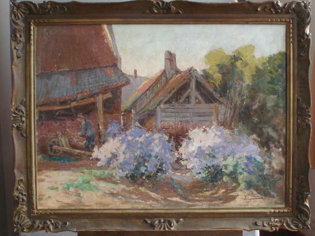 Grande Huile Le Jardinier, Victor Fermeuse, Laeken 1894-1963, Antiquités & Art, Art | Peinture | Classique, Enlèvement