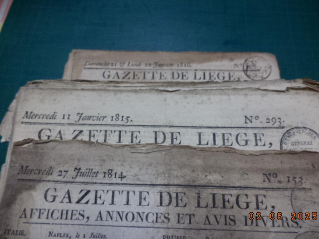 Gazette de Liège, Affiches, Annonces..1814-18,1820,1823-1827, Enlèvement, Avant 1920, Journal