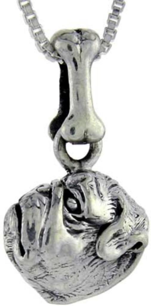 Zilveren hanger in de vorm v/d kop hond Pug Dog, Ophalen of Verzenden, Nieuw, Zilver