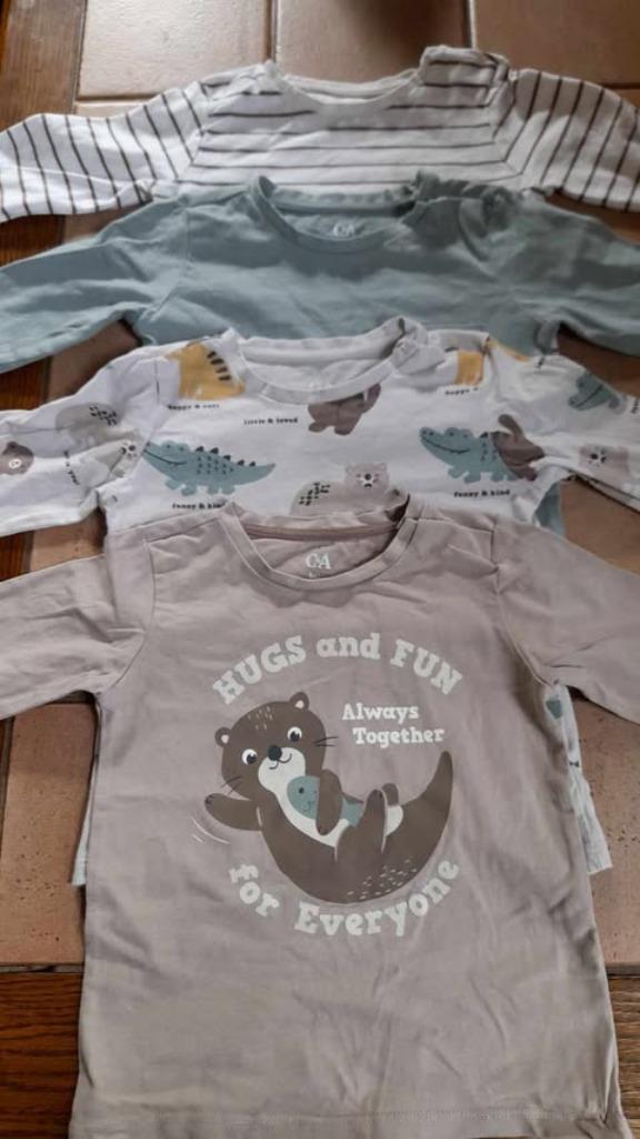 Lot de 4 tee-shirts ML 12-18 mois, Garçon, C&A, Enlèvement ou Envoi, Utilisé