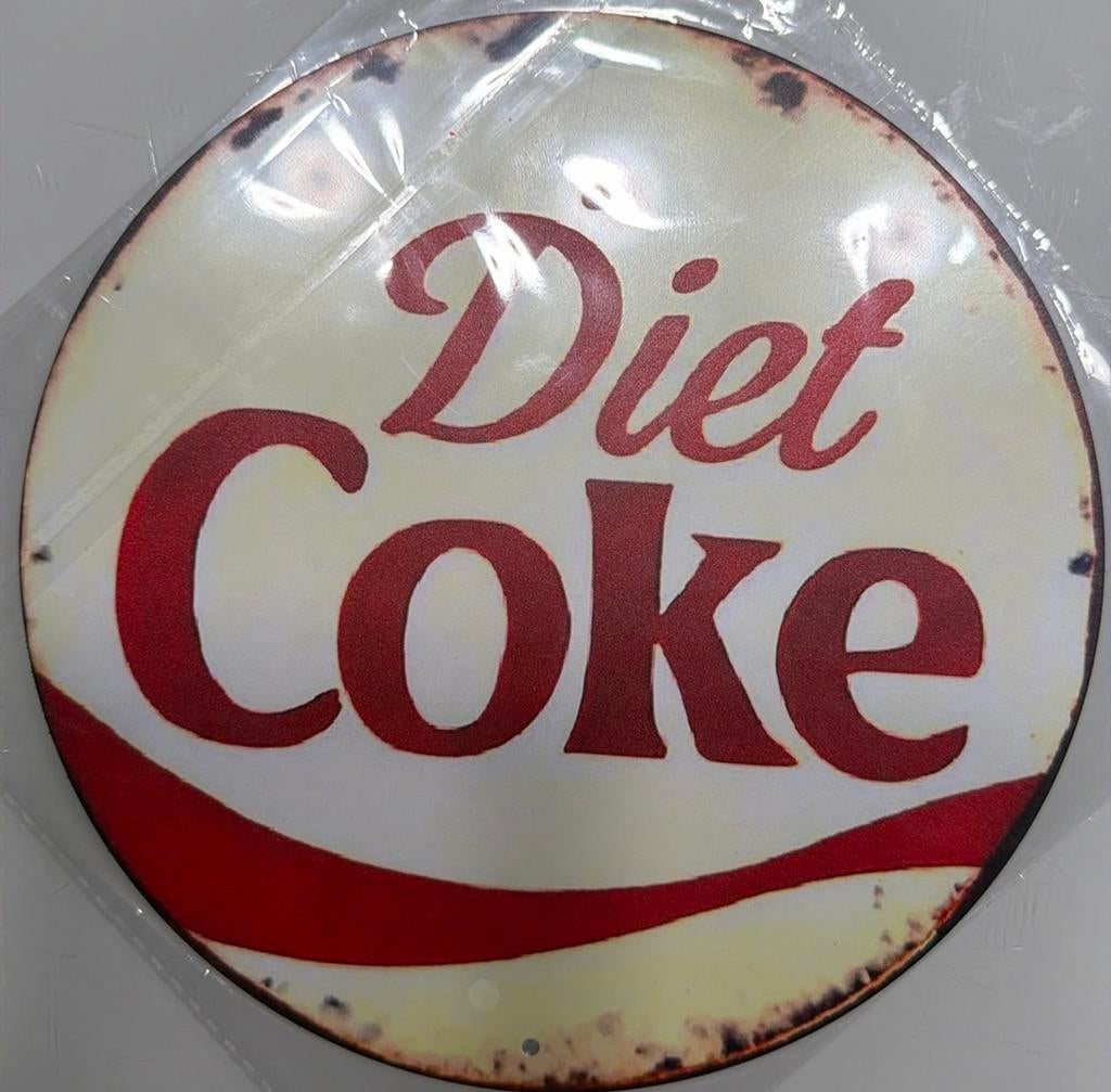 Metalen reclamebord Diet Coke rond - retro vintage mancave, Ophalen of Verzenden, Zo goed als nieuw, Reclamebord