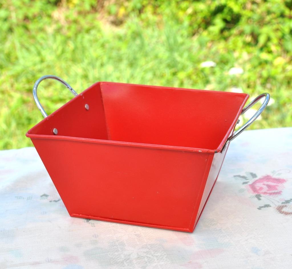 jardinière carrée en metal rouge, Enlèvement ou Envoi, Intérieur, Métal, Carré