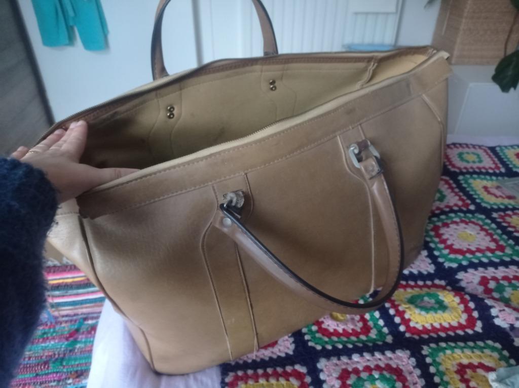 Grote vintage leren tas, Ophalen, Gebruikt