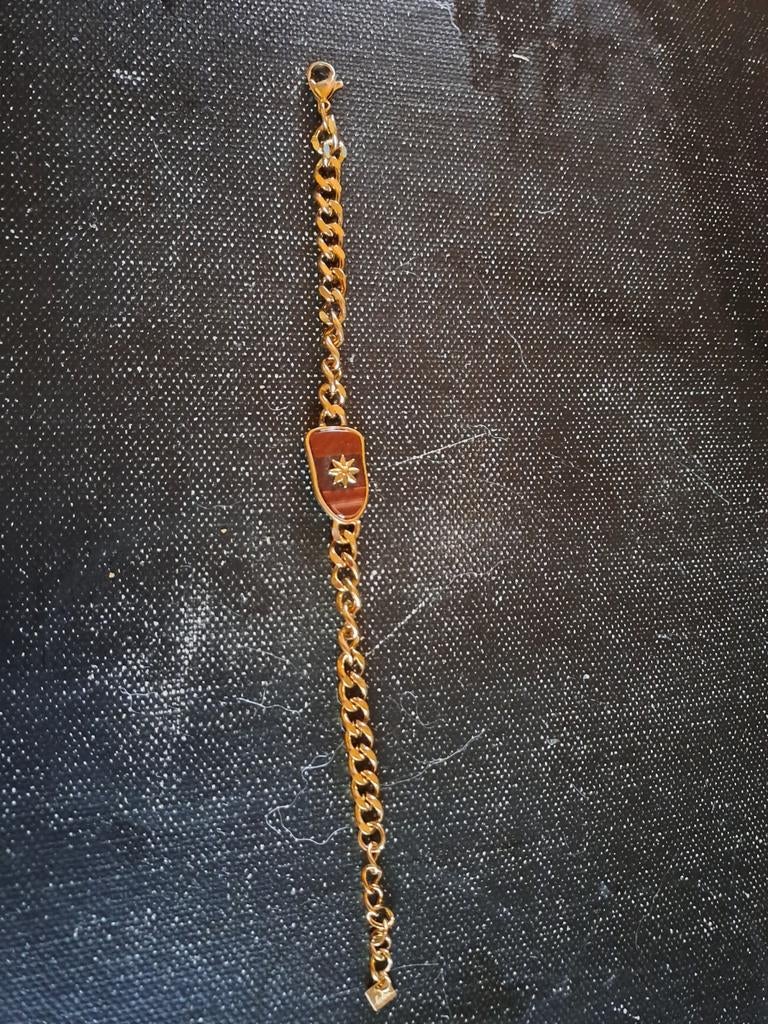 Bohm armband in gouden roestvrijstalen tijgeroogsteen, Ophalen of Verzenden, Nieuw, Overige kleuren, Staal
