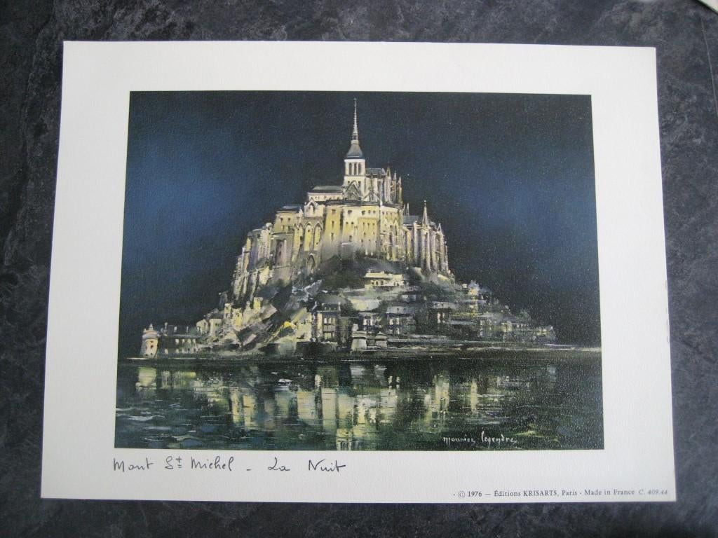prent Mont Saint-Michel - Frankrijk, Verzamelen, Ophalen of Verzenden, Prent