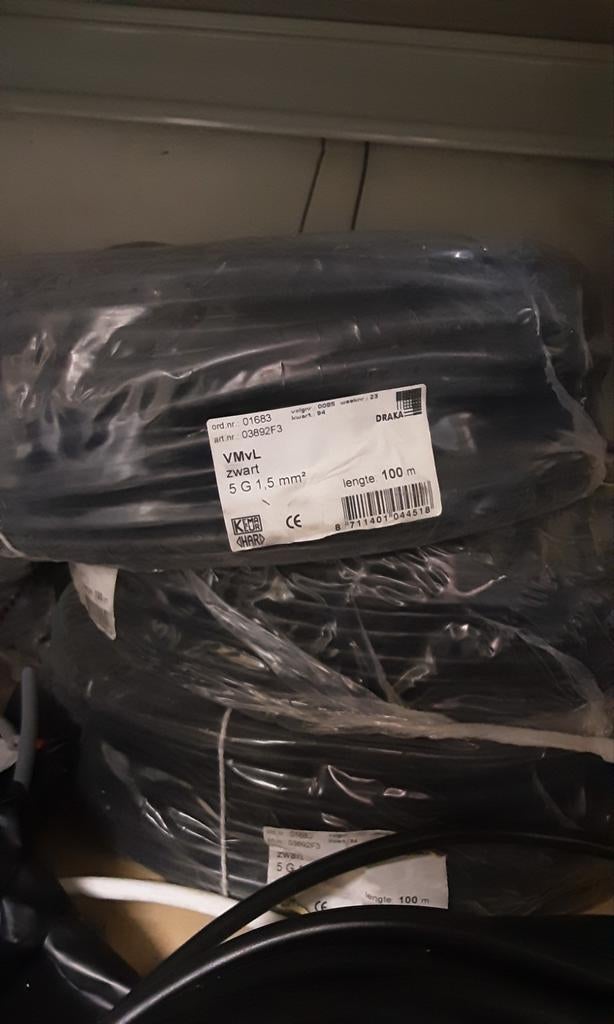 Kabel soepel 4x1.5 +1.5  en vast 3x1.5+1.5, Ophalen, Nieuw