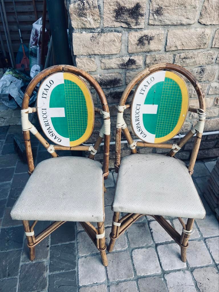 gasparucci tennis stoelen 80 euro / st, Ophalen, Zo goed als nieuw, Hout
