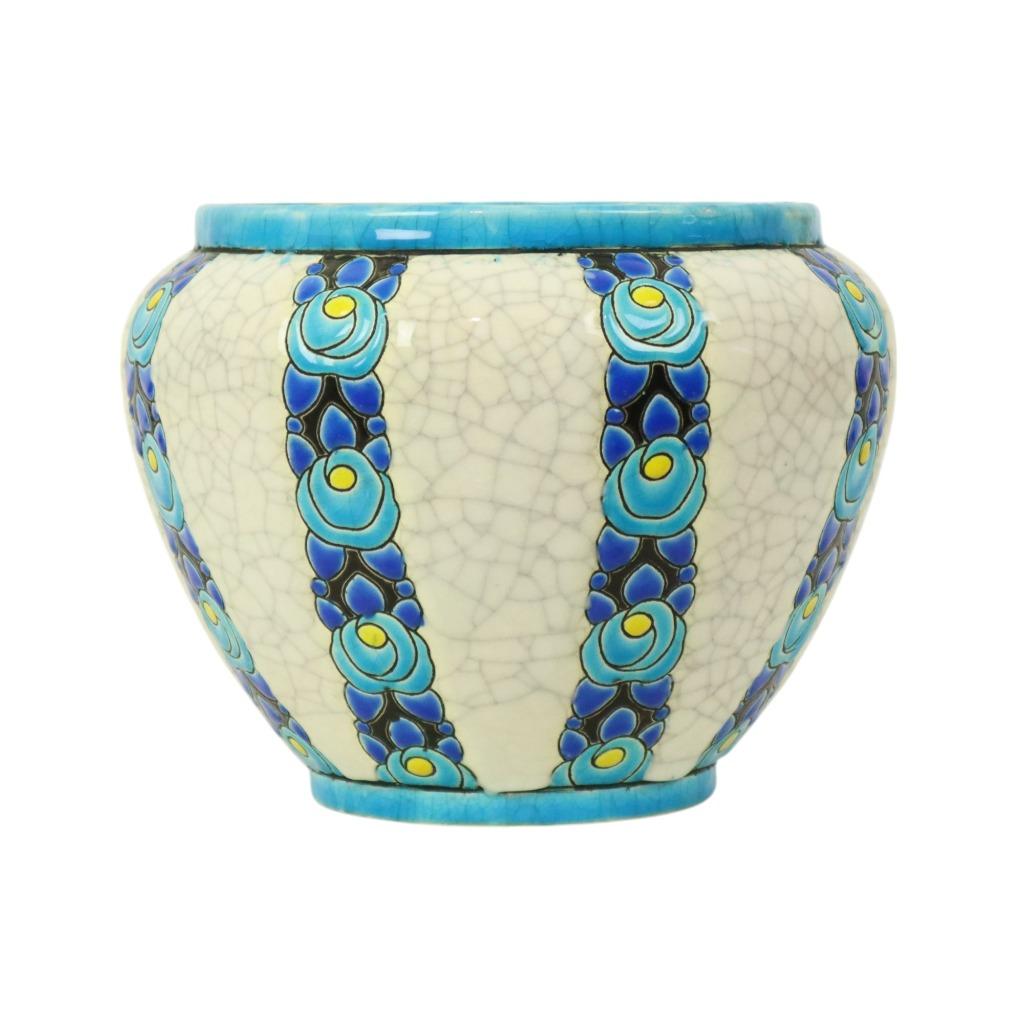 Polychrome Bloempot Vaas Catteau Boch Keramis Art Deco 1922, Enlèvement ou Envoi
