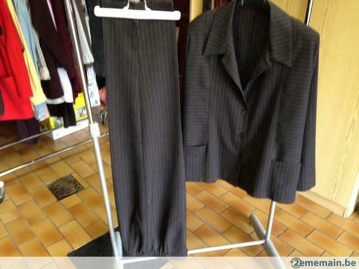 Tailleur pantalon dame BRUN 46-48, Porté, Brun
