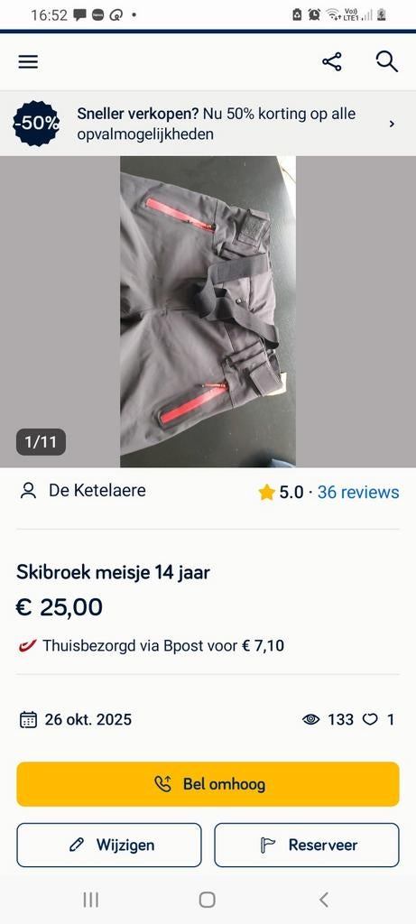 Skibroek meisje 14 jaar, Sport en Fitness, Skiën en Langlaufen, Ophalen of Verzenden