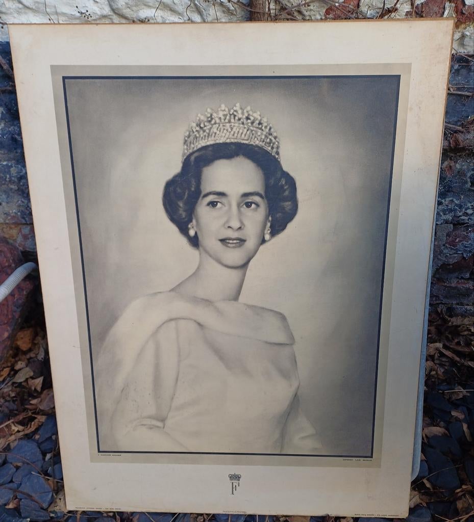 Grote schoolfoto Koningin Fabiola, Antiek en Kunst, Ophalen