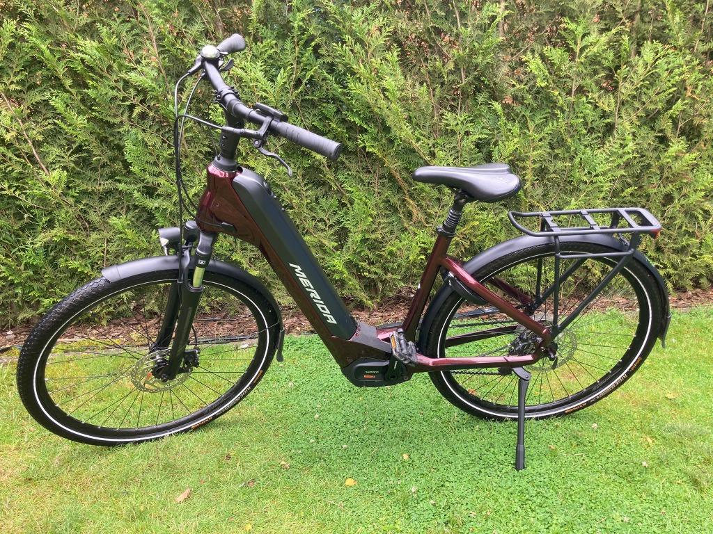 Merida e-bike (25 km/u) -  bordeaux - maat 48 - 1,5j oud, 47 tot 50 cm, Versnellingen, Zo goed als nieuw, Ophalen