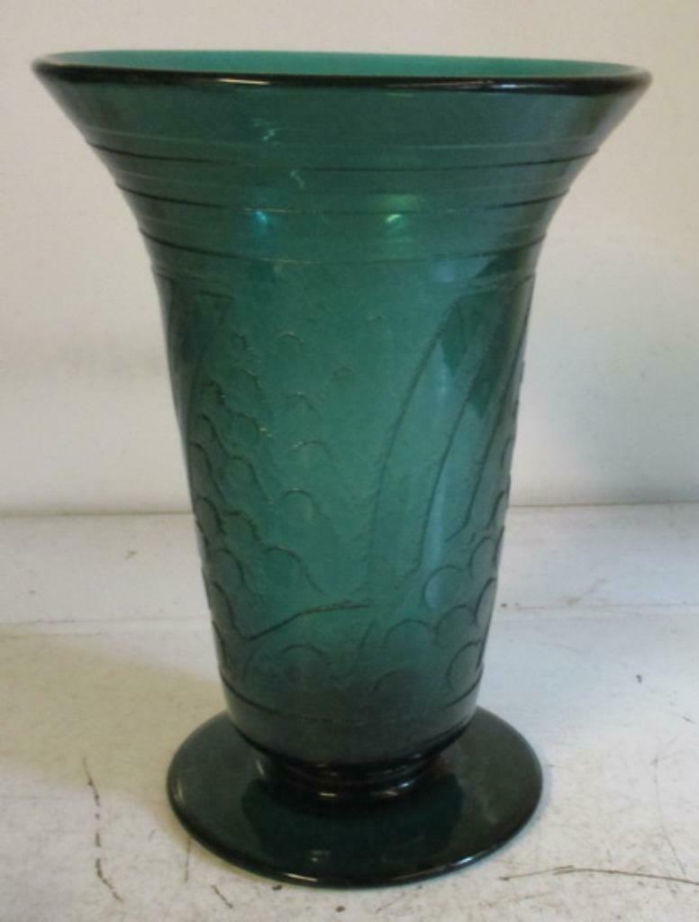 art deco acid etched geometrische vaas Daum Schneider  24, Envoi