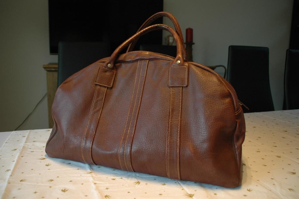 VINTAGE BRUINLEDEREN HANDTAS DOUGLAS, Antiek en Kunst, Ophalen