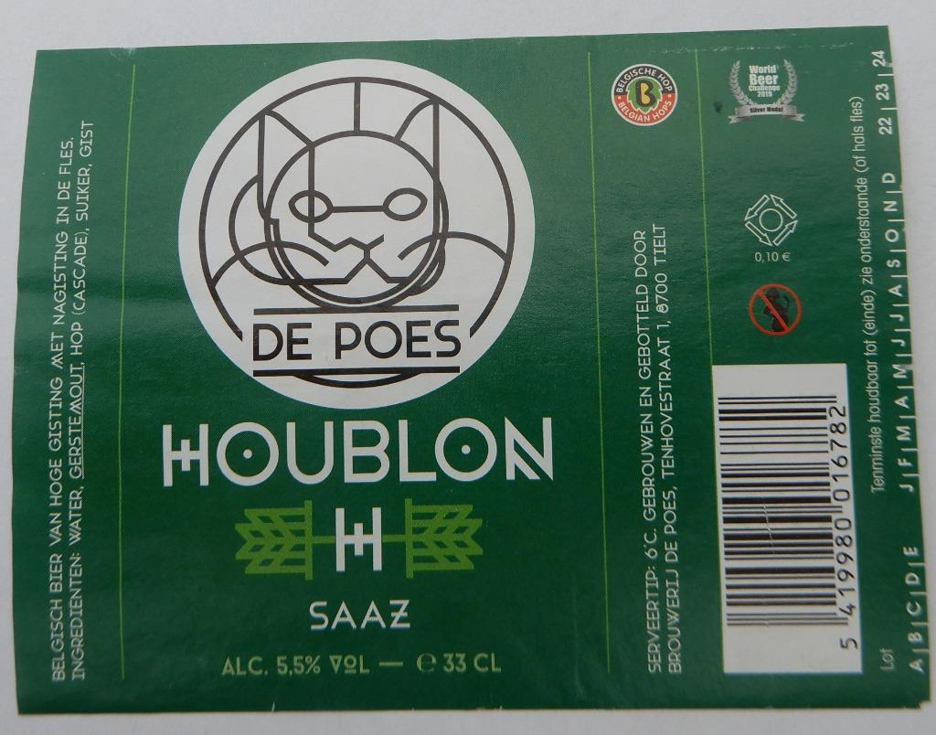 Étiquette de bière Houblon Brasserie De Poes (11i6), Envoi, Utilisé