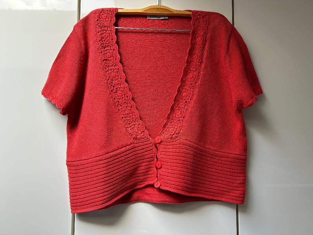 Kort oranje vest d'Auvry knopen - Maat L, Kleding | Dames, Maat 42/44 (L), Oranje, Ophalen of Verzenden, Zo goed als nieuw