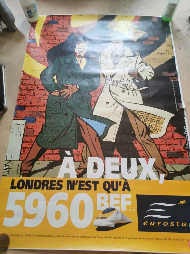 Affiche publicitaire eurostar de Blake et mortimer, Ophalen, Gelezen