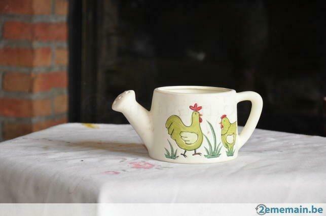 cache pot forme d'arrosoir avec poule, Enlèvement ou Envoi, Utilisé