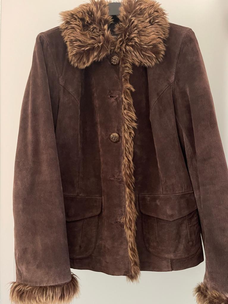 Dames winterjas daim - maat 42/44, E5 mode, Enlèvement ou Envoi, Taille 42/44 (L), Brun