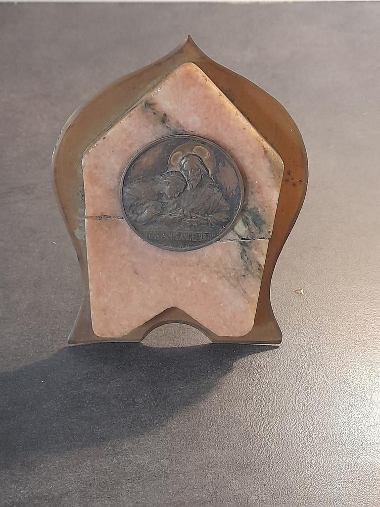 Oud religieus koper/marmeren souvenir uit de 5e eeuw, Antiek en Kunst, Antiek | Religieuze voorwerpen, Ophalen of Verzenden