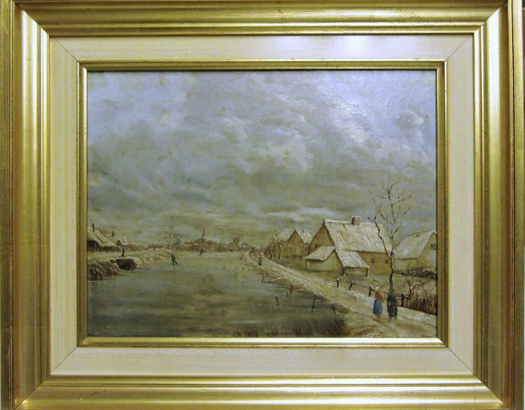 Schilderijtje winterlandschap, Ophalen of Verzenden